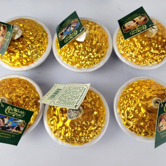 Mac and Cheese Glass Blown Ornaments Old World Christmas Set of Six Boxed - Picture 2 of 9